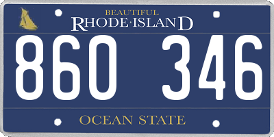 RI license plate 860346