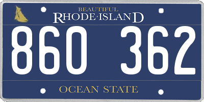RI license plate 860362