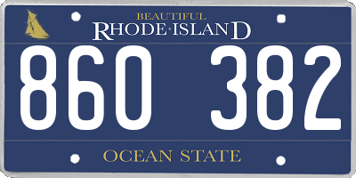 RI license plate 860382