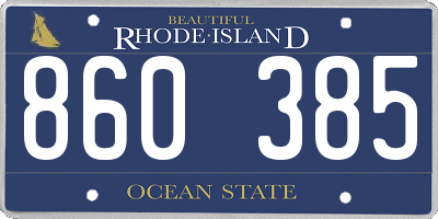 RI license plate 860385