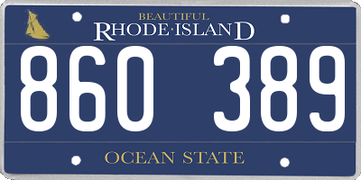 RI license plate 860389