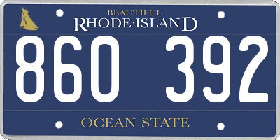 RI license plate 860392