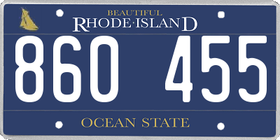 RI license plate 860455