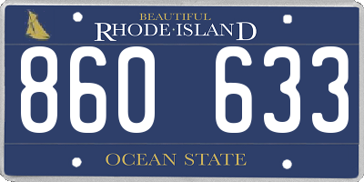 RI license plate 860633