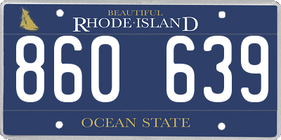 RI license plate 860639