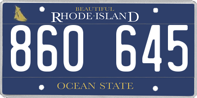 RI license plate 860645