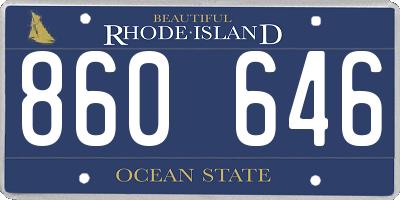 RI license plate 860646