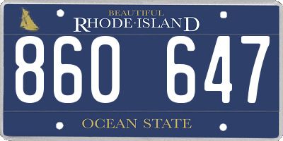 RI license plate 860647