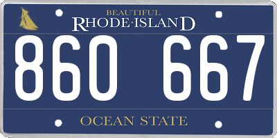 RI license plate 860667