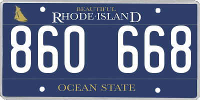 RI license plate 860668