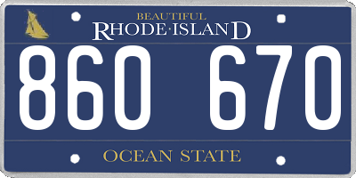 RI license plate 860670