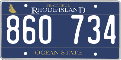 RI license plate 860734