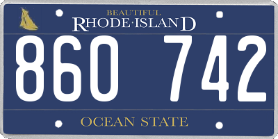 RI license plate 860742