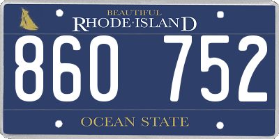 RI license plate 860752