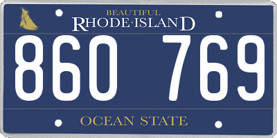 RI license plate 860769