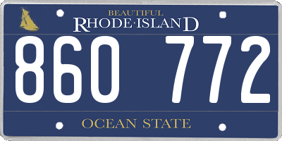 RI license plate 860772