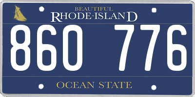 RI license plate 860776