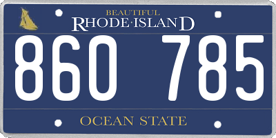 RI license plate 860785