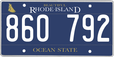 RI license plate 860792
