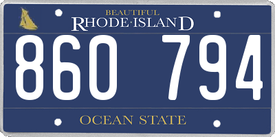 RI license plate 860794