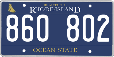 RI license plate 860802