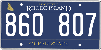 RI license plate 860807