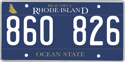 RI license plate 860826