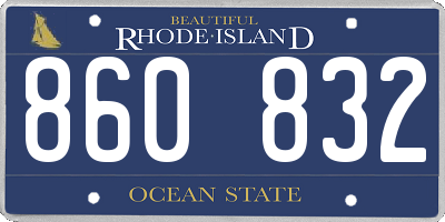 RI license plate 860832