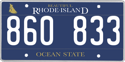 RI license plate 860833