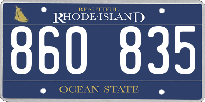 RI license plate 860835