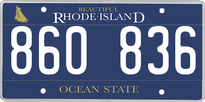 RI license plate 860836