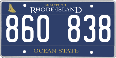RI license plate 860838