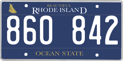 RI license plate 860842