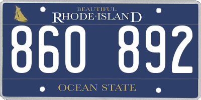 RI license plate 860892