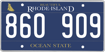 RI license plate 860909