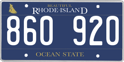 RI license plate 860920
