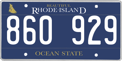 RI license plate 860929
