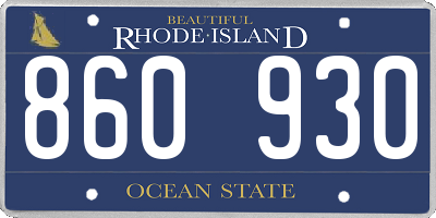 RI license plate 860930