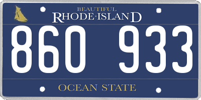RI license plate 860933