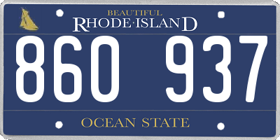 RI license plate 860937