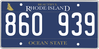 RI license plate 860939