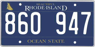 RI license plate 860947