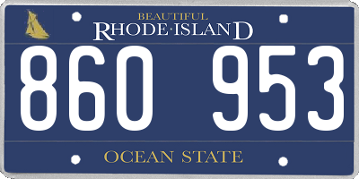 RI license plate 860953