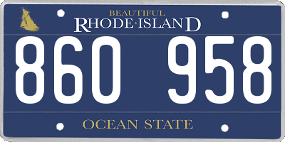 RI license plate 860958