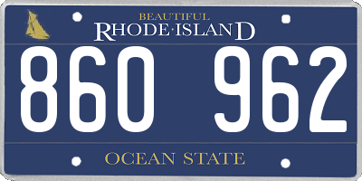 RI license plate 860962