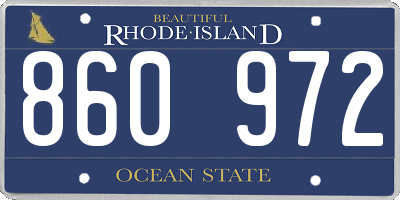 RI license plate 860972