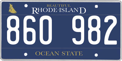 RI license plate 860982