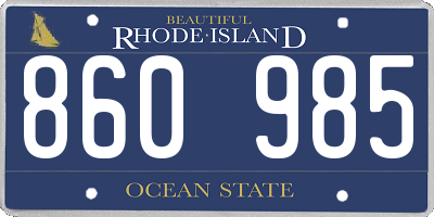 RI license plate 860985