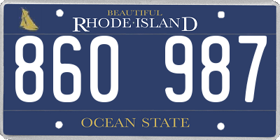 RI license plate 860987