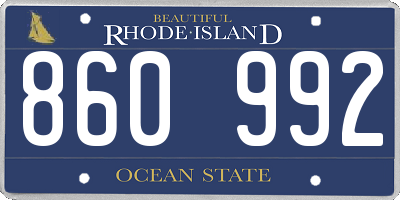 RI license plate 860992